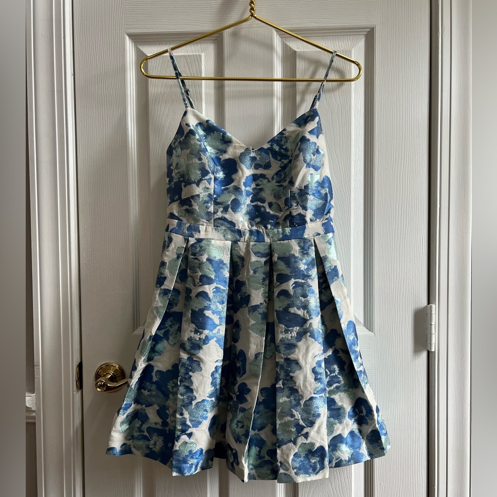Kimchi blue women blue and silver semi formal dress retro skater modern size 4